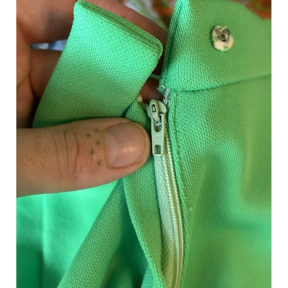 Vintage 1970s Handmade Lime Green Wide Leg Flare Pants 25 Preppy Retro Mod Disco - Picture 9 of 9